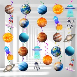 Solar System Hanging Swirls Decorations, 34 Pcs Outer Space Hanging Spirals, Planets Hanging Swirls & Outer Space Party Swirl Decorations for Space Themed Party Decorations Supplies