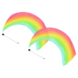 Abiyou 2 Piece Dance Silk Veil Poi,150 x 80CM Belly Dance Colorful Veil Poi,Silk Veil with Poi Ball,Colorful Silk Poi Flags with Poi Ball,Belly Dance Silk Veil Poi Throwing Ball,for Dance Performances