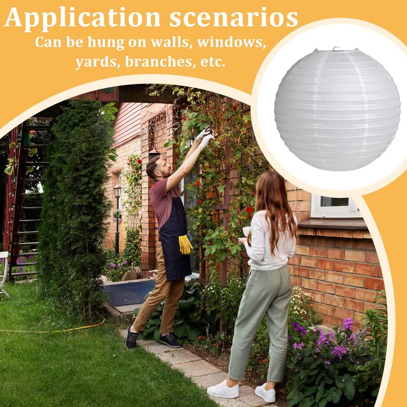 FIMWOLZ 3 Pcs White Round Lantern Lampshade Hanging Lamp Paper