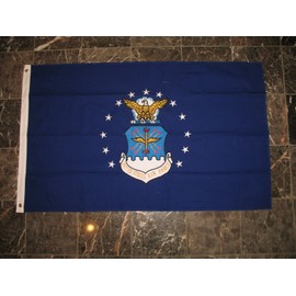 3x5 Embroidered Double Sided U.S. Air Force Emblem Cotton Flag 3'x5' w/ clips