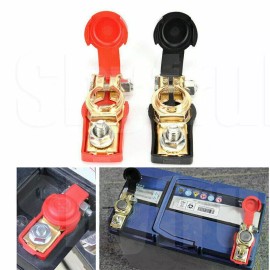 Shyfrult 2x Car Battery Terminal Connectors Clamp 4x Wire Lugs Cable Ends Copper Eyelet