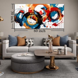 Abstract Wall Art Large Canvas Prints Modern Living Room Bedroom Home Office Wall Decor Framed Colorful Circle Abstract Picture Ready to Hang Size 30x60