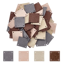 UNICRAFTALE 60Pcs 4 Colors Square Blank PU Leather Label Tags Handmade PU Leather Label Clothing Hand Made Embossed Tag Embellishment Knit DIY Accessories for Bags Shoes Hat DIY Crafts Accessory