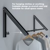 Retractable Clothes Rack Black Foldable Design Aluminium Wall Mounted Clothes
