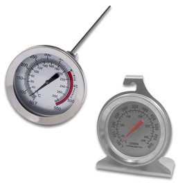 Set of 2 Stainless Steel Oven Monitoring Thermometer & Long Stem Fry Thermometer, SourceTon Dial Oven Thermometer with Hook and Panel Base and 12” Meat Cooking Thermometer