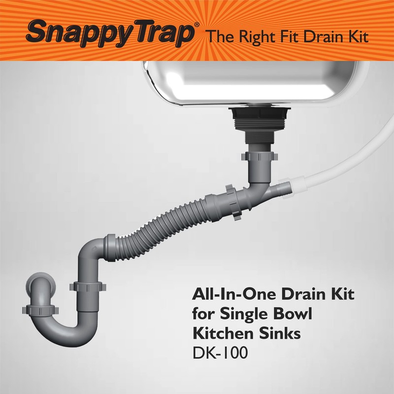 Snappy Trap Single Kitchen Sink Drain Kit, 1-1/2" with Flexible