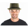 Funky Junque Diamond Crown Wool Structured Fedora - Olive (Large/XL)