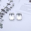 Dervivea Bohemia Crystal Square Earrings Shinny Square Stud Earrings Silver