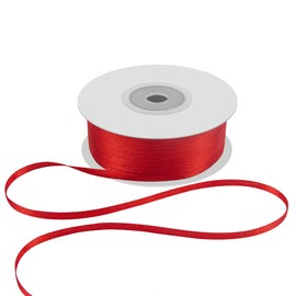 1/8" Wide x 100 Yards Single Face Polyester Satin Ribbon, Satin Ribbon for Crafts, Gift, Hair Bows, Wedding Party Decoration, Bow Making & Other Projects (Red)