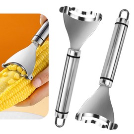 YouNuo Corn Peeler, Corn Planer, Stainless Steel Corn Peeler for Corn on The Cob, Corn Remover, Corn Peeling Tool,Corn Stripper Cutter for Kitchen, Silver, 2 Packs