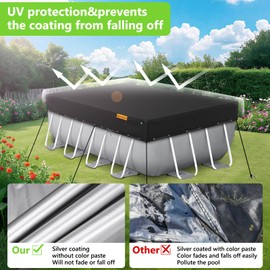 HIGHTQURO Rectangular Pool Cover for Above Ground Pools,Solar Oval Pool Cover Protector with Ground Nails and Windproof Ropes Increase Stability,Waterproof and Dustproof (9x18Ft, Black)