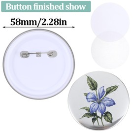 200 Sets Button Maker Supplies 58mm/2.28 inch Button Parts for Button Maker Machine Blank Button Pins with Metal Cover, Plastic Button Back Pin Cover, Film&Blank Paper