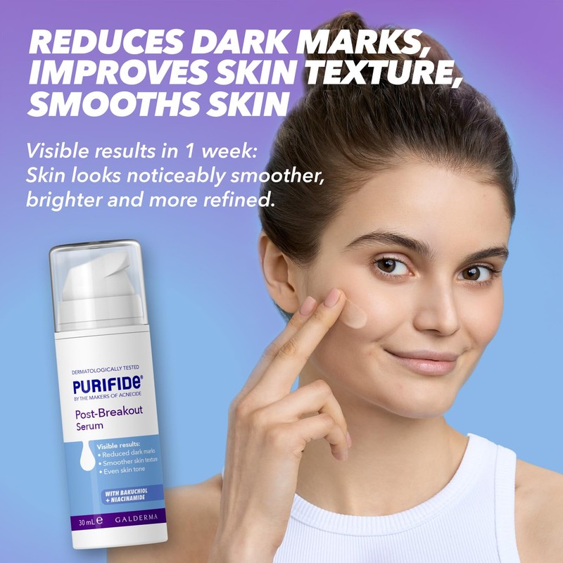 Purifide by Acnecide Post-Breakout Niacinamide Serum with Bakuchiol for Acne