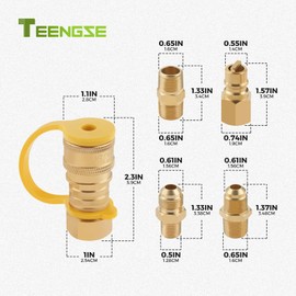 3/8inch Natural Gas Quick Connect Fittings, Propane Gas Grill Quick Connector Adapter kit, LP Gas Propane Hose Quick Disconnect Set, Brass Tube Fitting for Gas Grill, Patio Heater