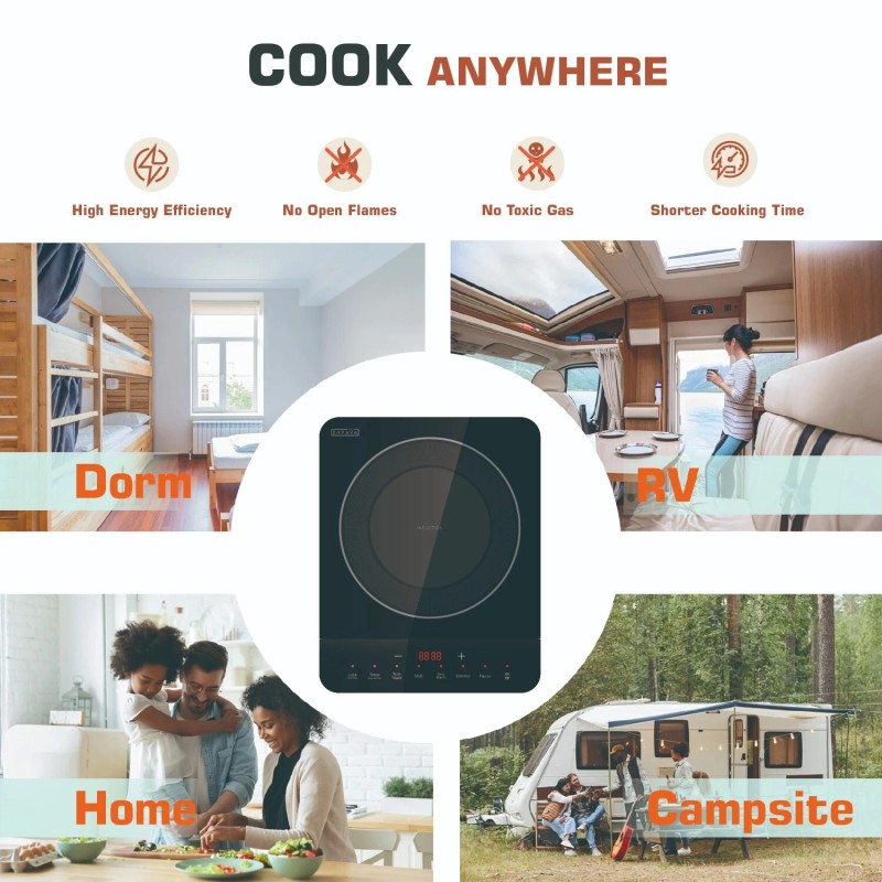 Empava 11-in Portable Single Heating Element 1800-W Countertop Induction Cooktop