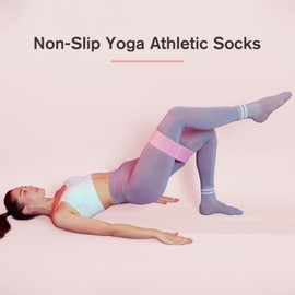Pilates Socks with Grips for Women Yoga Non Slip Grippy Barre Dance Socks 3 Pairs-Black White Pink One Size
