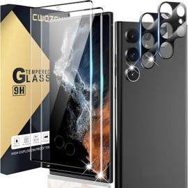 CWQZGUF Screen Protector Compatible with Galaxy S22 Ultra 5G, [2+2 Pack] Camera Lens Protector, Fingerprint Unlock Support, HD Tempered Glass, Touch Sensitive, Anti Scratch