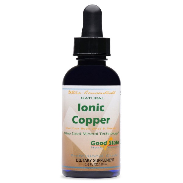 Good State Copper Supplements Ultra Concentrated Liquid | Optimal Absorption Nano-Ionic Copper Supplement for Essential Health Support | 100 Servings at 2mg of Pure Copper | 1.6 Fl oz Bottle