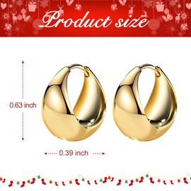 Huge Tomato Chunky Gold Hoop Earrings 18K Gold Plated Small Hoop Earrings Chunky Huggie Earring for Women, Minimalist Jewelry Gift (0.63in*0.39in)