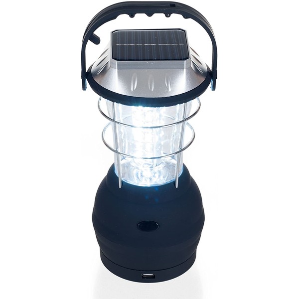 Solar Powered, Crank Dynamo, Battery Operated Lantern- 4 Ways to Power- 180 Lumen 36-LED with Adjustable Settings for Camping, Emergency by Whetstone , Blue, 10” (H) x 4” (L) x 5.25” (W)