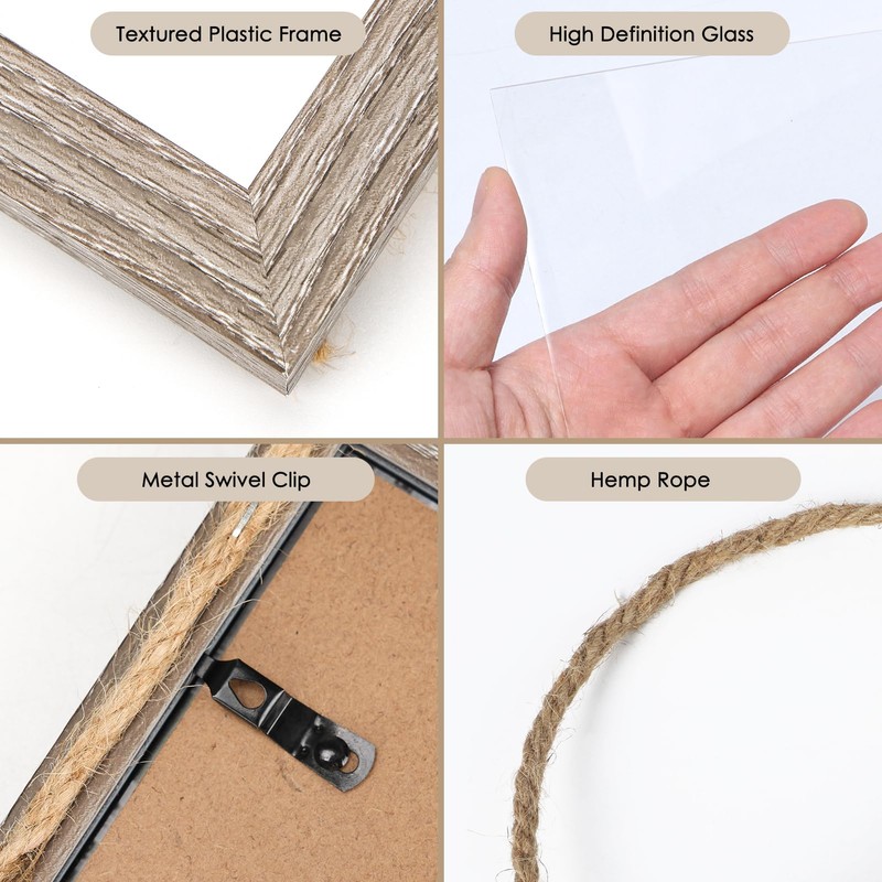 4x6 Picture Frames Collage Rustic, 3 Openings 4 x 6