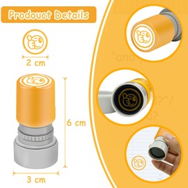 Qcdou Teacher Stamps, Pack of 6 Self-Inking Teacher Stamps, Praise Encouragement Children's Stamp, Motivational Stamp, Colourful Cartoon Stamp, School/Families/Nursery Education Teaching Aids (C)