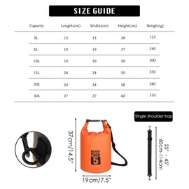 MORAINJAY 2024 New Dry Bag Waterproof Bag, 2L/5L/10L/15L/20L/30L Waterproof Pack Sack with Adjustable Shoulder Strap, Waterproof Backpack, Waterproof Duffel Bag for Swimming, orange, Modern