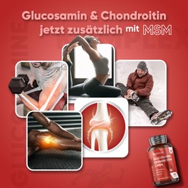 WeightWorld Glucosamin Chondroitin MSM 1560mg - 180 Kapseln mit Vitamin C, Kurkuma & Hyaluronsäure - Für Knochen, Immunsystem, Knorpel, Zähne & Haut (EFSA) - 3 Monate Vorrat - Glucosaminsulfat - WeightWorld