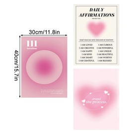 burkfeeg Room Decoration Aesthetic Picture Set Clean Girl Poster Pink Decoration for Teenager Girls Bedroom Wall Canvas Pink Love Colour Gradient Aura Number 3 Pieces without Frame (30 x 40 cm