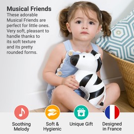 Little Big Friends Musical Friends | Pull String Cord Musical Toy for Baby | Special Stuffed Animal | Easy to Clean | Robert The Zebra
