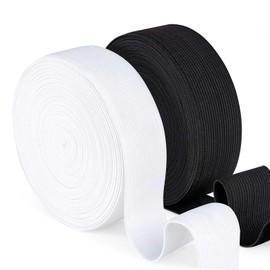 Elastic Bands Sewing, 1 Inch 22 Yards Elastic for Sewing Elastic Strap for Hair Wig Band Knit Bands Waistband and Pants Waist, High Elasticity (11 Yard White, 11 Yard Black)