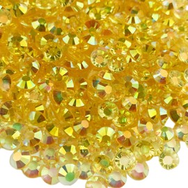 Resin Flatback Rhinestones,3000pcs 5mm Resin Rhinestone Round Flatback Crystal AB Resin Rhinestone for Clothes,Bottles,Tumblers,Cups,DIY Face Makeup Nail Art(Gold Yellow AB)
