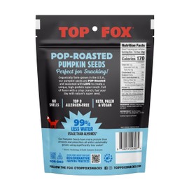 Top Fox Snacks - Organic Pop-Roasted Pumpkin Seeds | Healthy Protein Snacks - Gluten Free - Keto and Vegan Friendly (Light Salt, 3.5 oz - 6 Pack)