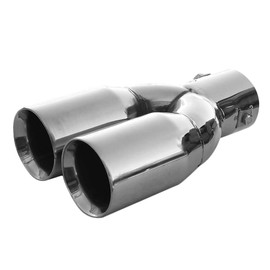 Rumplex Exhaust Trim Double Pipe Double Round Stainless Steel Sports Exhaust Tailpipe End Pipe Trim Exhaust Tips Tailpipe Trim Silencer Tip Universal Exhaust Pipe Chrome Rustproof