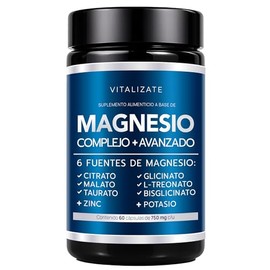 Magnesio Complex 8 Elementos - Potenciado con (Bisglicinato, Citrato, Treonato, Malato y Glicinato de Magnesio y MÁS) - Magnesium Complex con Vitamina