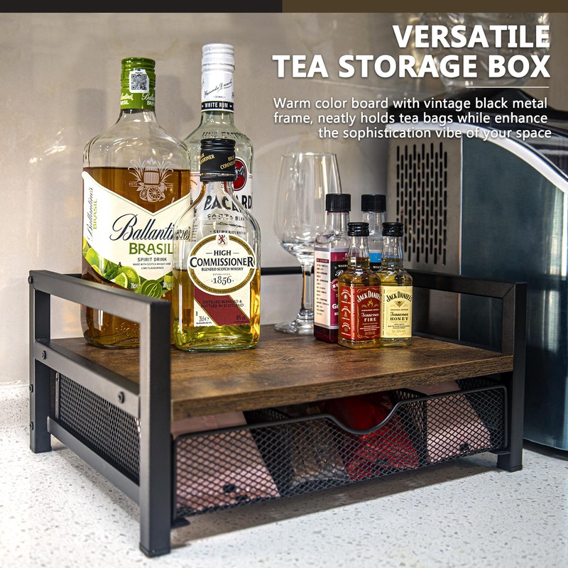 OIHYA Tea Bag Organizer with 6 Compartments Storage Drawer for