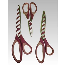 Uaugulft Scissors, Sharp Blades with Pattern, Soft Grip Handle, Multi-Purpose Scissors Set of 3 Suitable for Families, Office, and School Use, Purple