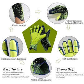 Aaivnmd Goalkeeper Gloves Children, Boys Training Gloves, Double Protection, Strong Grip and Non-Slip