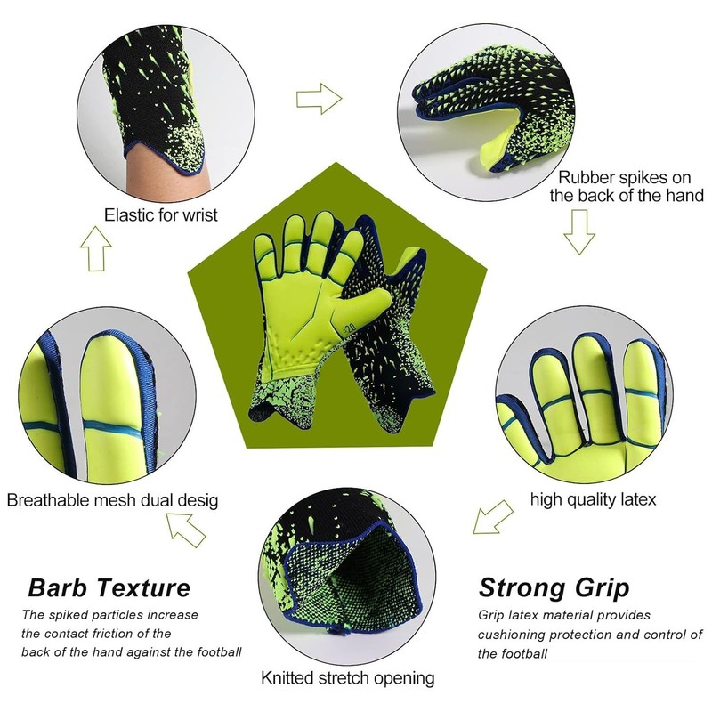 Aaivnmd Goalkeeper Gloves Children, Boys Training Gloves, Double Protection, Strong