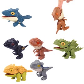JRYGAC Pack of 6 Dino Toy Bite Finger, Dinosaur Figures Play Set, Dino Figures with a Variety of Styles, Small Dinosaur Figures, Interactive Children's Party Toy, for Boys and Girls