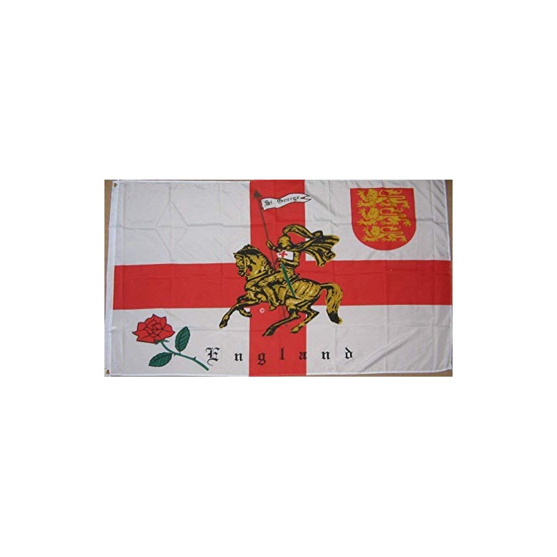 England Rose and Lion Charger St George 5'x3' Flag