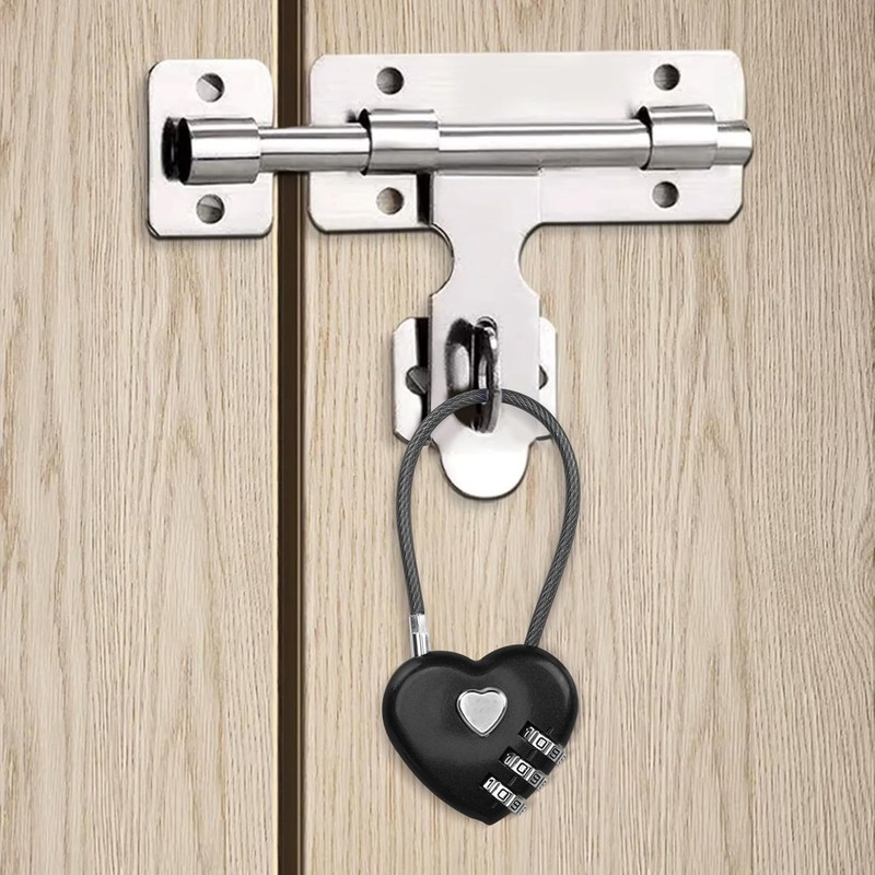 2 Pack Combination Lock, 3 Digit Heart Shaped Padlock for