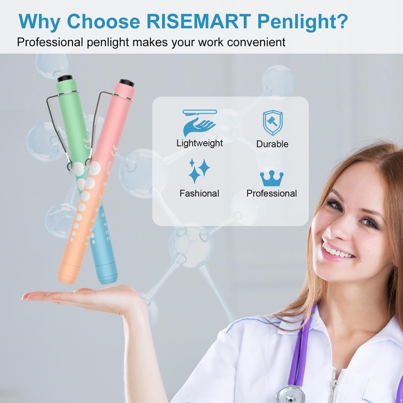 Diagnostic Light Pupil Light, RISEMART Pack of 2 Reusable LED