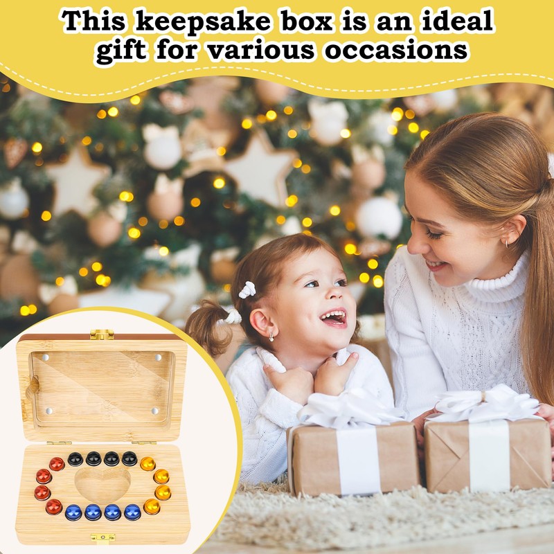 Solaradgy Wooden Tooth Fairy Keepsake Box for Kids, Baby Teeth