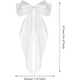 NINFEIQI 2 Pieces Big Bow Barrettes, Silky Satin Hair Bows, Long Tail French Ribbon Hair Pins for Party Valentine's Day Women Girl