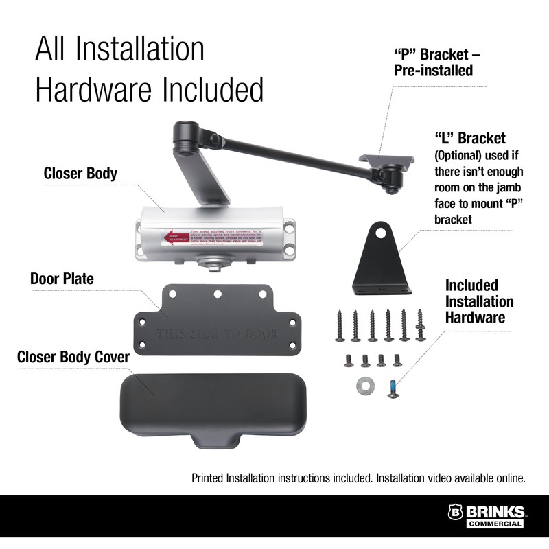 Light Duty Residential Hold Open Door Closer, ADA, Matte Black