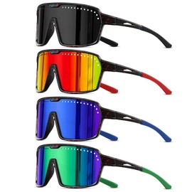 DioKiw 4PCS Sport Polarized Sunglasses Men Fashion UV Protection Fishing Cycling Baseball Glasses Lightweight Big Frame Mountain Bike Goggles