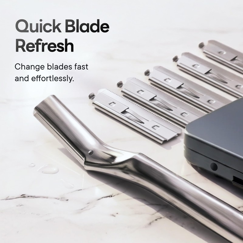 Eyebrow Razor Blades, 10 Replacement Blades, Premium Stainless Steel