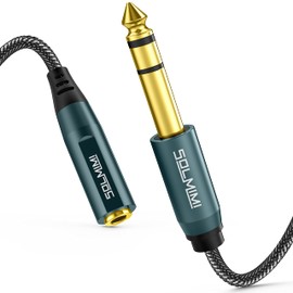 Stereo Standard Plug Convert SOLMIMI 3.5mm Mini Female to 6.35mm Standard Male Stereo Mini Plug Converter Headphone Converter Plug for Audio Nylon Braided Gold Plated Audio Converter Adapter Mini Plug Standard Plug Conversion 30cm SG4