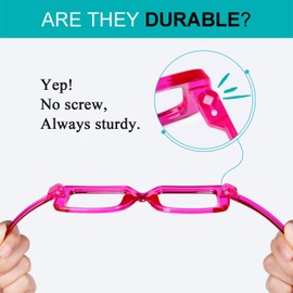 LUR Huge Metalless Screwless Spring Hinges Readers for Women 6 Pack Ladies Oversized Reading Glasses +2.75